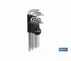 Juego de 9 llaves acodadas Torx | Versión larga | Contenido de medidas desde T-10 hasta T-50