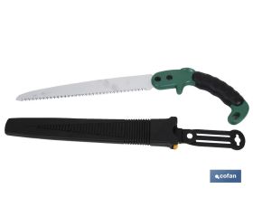 Sierra de poda manual portátil con hoja de 500 mm | Empuñadura ergonómica y antideslizante con funda de protección