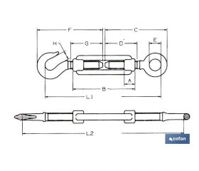 TENSOR GANCHO-ANILLA ZINC. DIN 1480 M-10