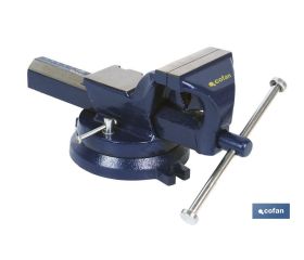 Tornillo de banco paralelo giratorio | Fabricado en acero forjado | Anchura de mordazas: 10, 15 y 20 cm