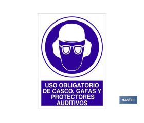 Uso obligatorio de casco, gafas y protectores auditivos