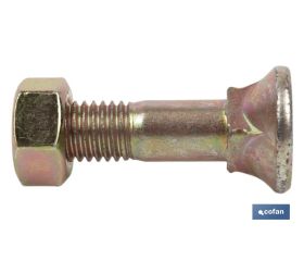 Tornillo de arado DIN 608 | Cuello cuadrado | Tuerca hexagonal DIN 934 incluida | Clase 8.8 | Disponible en diferentes medidas