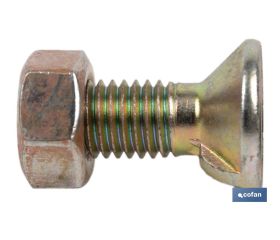 Tornillo de arado DIN 604 | Cuello cuadrado | Tuerca hexagonal DIN 934 incluida | Clase 8.8 | Disponible en diferentes medidas