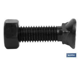 Tornillo cultivador | Cabeza ovalada y cuello cuadrado | Tuerca hexagonal DIN 934 incluida | Clase 8.8 | Disponible en diferentes medidas