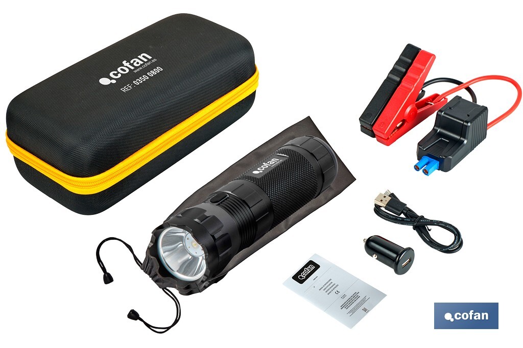 ARRANCADOR DE BATERIAS CON LINTERNA