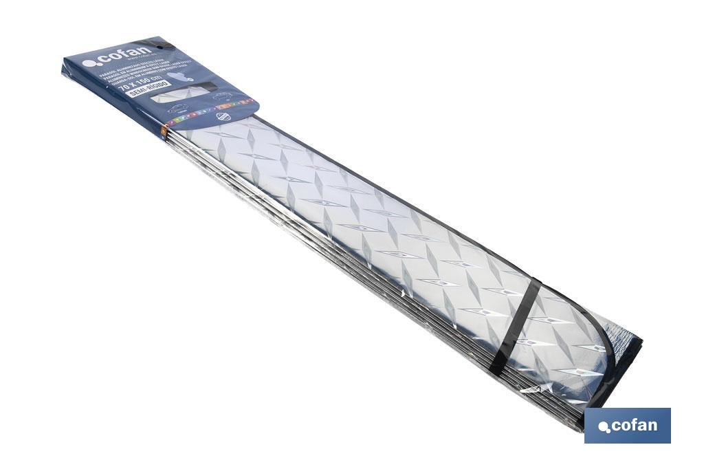 PARASOL ALUMINIZADO EFECTO LÁSER CON VENTOSAS 70 X 150 CM