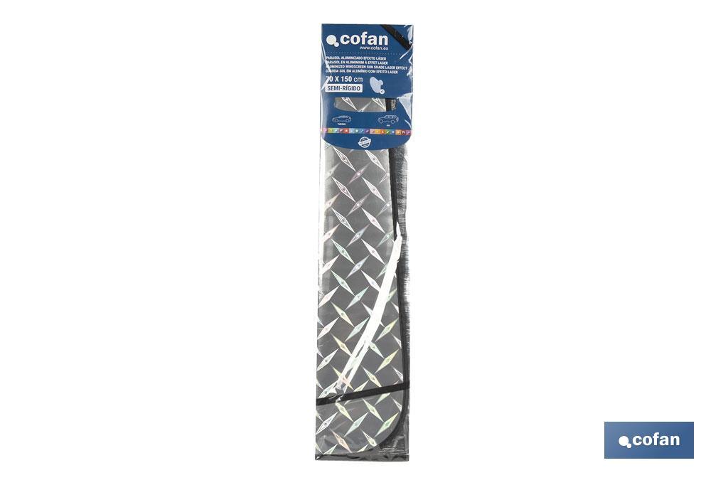 PARASOL ALUMINIZADO EFECTO LÁSER CON VENTOSAS 70 X 150 CM