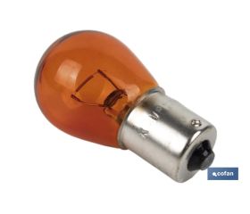 LÁMPARA COFAN 1 POLO AMBAR DESCENTRADA PY21W (BAU15S) 12V VENTA UNITARIA