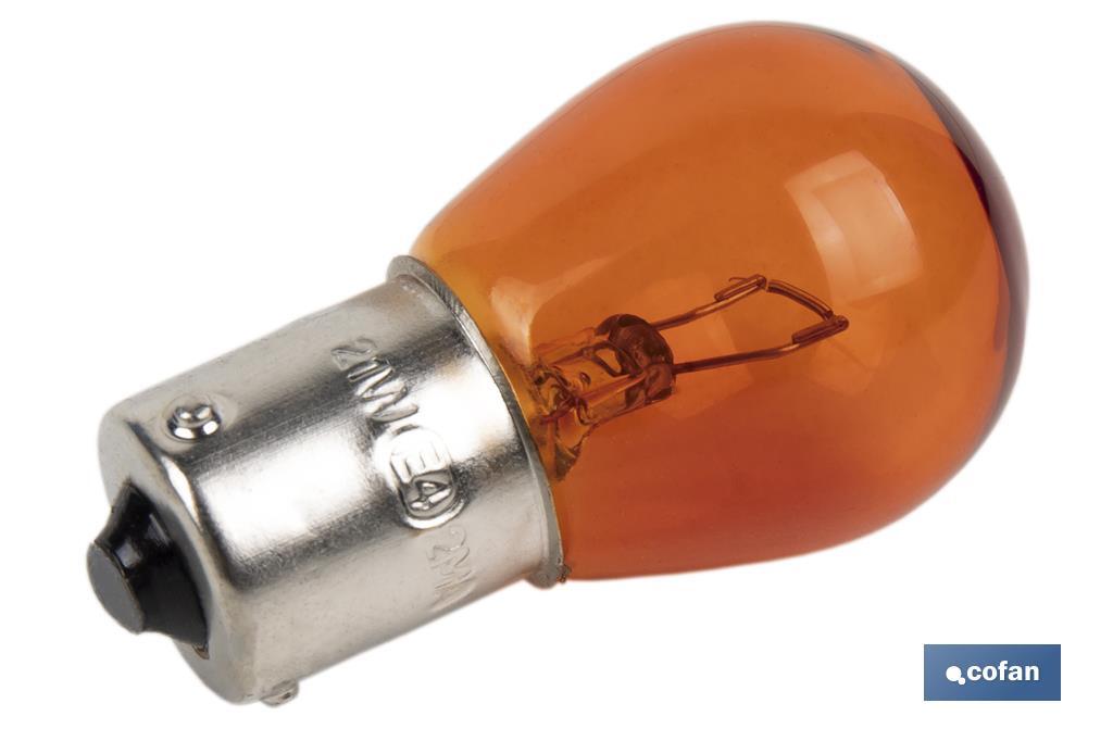 LÁMPARA COFAN 1 POLO AMBAR DESCENTRADA PY21W (BAU15S) 12V VENTA UNITARIA