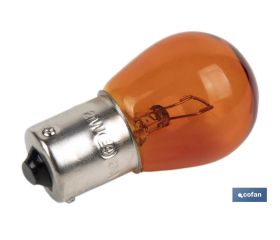 LÁMPARA COFAN 1 POLO AMBAR DESCENTRADA PY21W (BAU15S) 12V VENTA UNITARIA