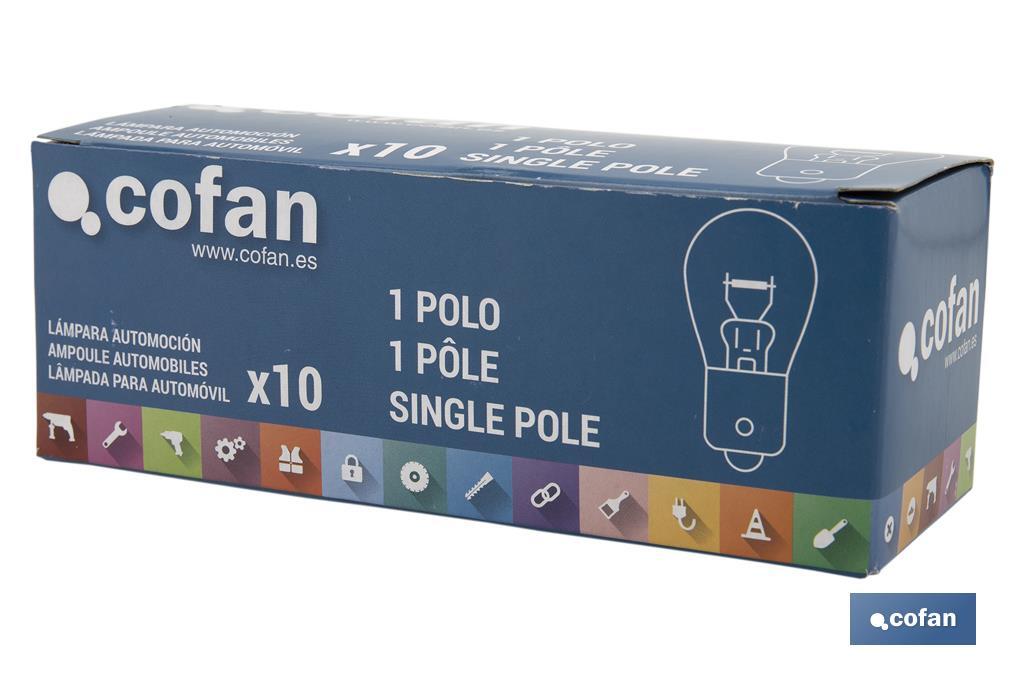 LÁMPARA COFAN 1 POLO AMBAR DESCENTRADA PY21W (BAU15S) 12V VENTA UNITARIA