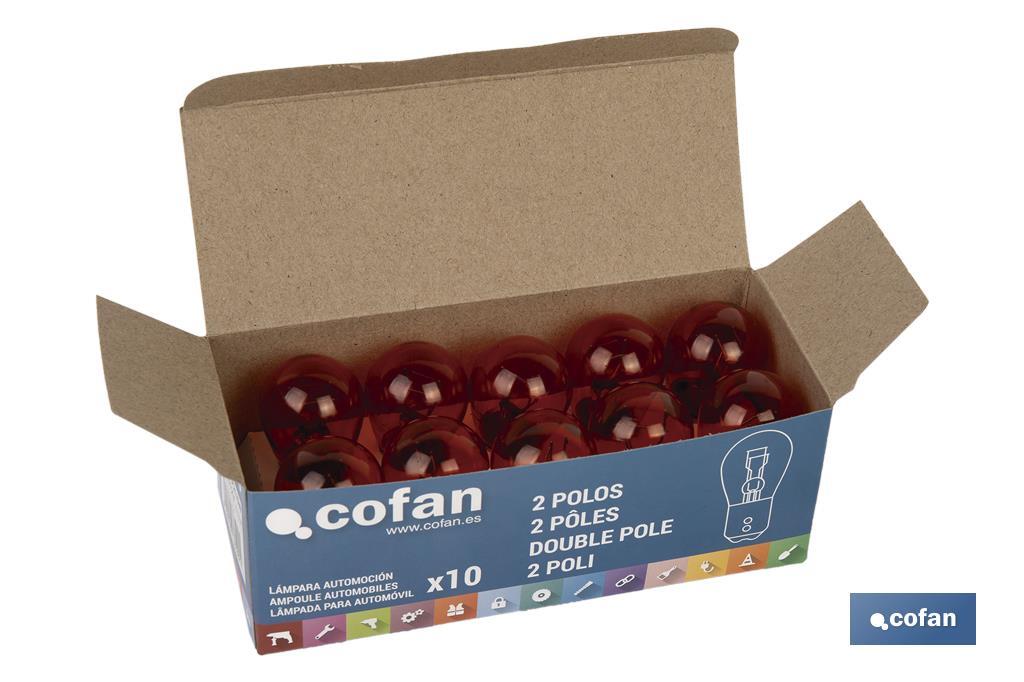 LÁMPARA COFAN 1 POLO AMBAR DESCENTRADA PY21W (BAU15S) 12V VENTA UNITARIA