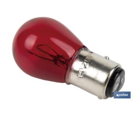 LÁMPARA COFAN 2 POLOS ROJA CENTRADA P21/5W (BAY15D) 12V