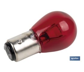 LÁMPARA COFAN 2 POLOS ROJA CENTRADA P21/5W (BAY15D) 12V