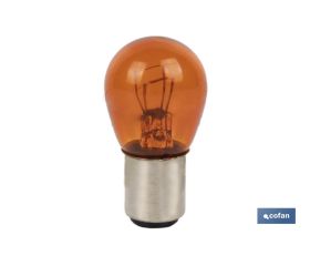 LÁMPARA COFAN 2 POLOS AMBAR CENTRADA P21/5W (BAY15D) 12V