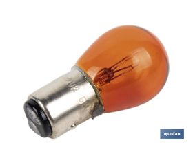 LÁMPARA COFAN 2 POLOS AMBAR CENTRADA P21/5W (BAY15D) 12V