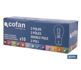 LÁMPARA COFAN 2 POLOS AMBAR CENTRADA P21/5W (BAY15D) 12V