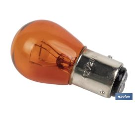 LÁMPARA COFAN 2 POLOS AMBAR DESCENTRADA P21/5W (BAZ15D) 12V
