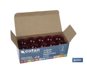 LÁMPARA COFAN 2 POLOS ROJA DESCENTRADA P21/5W (BAW15D) 12V