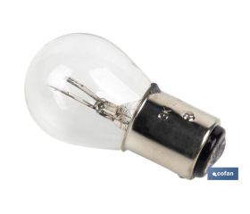 LÁMPARA COFAN 2 POLOS BLANCA DESCENTRADA P21/5W (BAZ15d) 12V