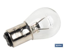 LÁMPARA COFAN 2 POLOS BLANCA DESCENTRADA P21/5W (BAZ15d) 12V