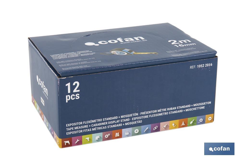 EXPOSITOR FLEXÓMETRO STANDARD + MOSQUETÓN 12 UDS.