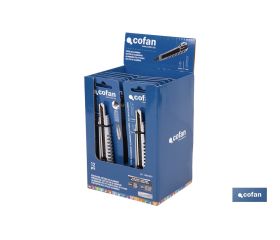 EXPOSITOR DE CÚTER DE ALUMINIO 9 MM 12 UDS.