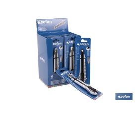 EXPOSITOR DE CÚTER DE ALUMINIO 9 MM 12 UDS.