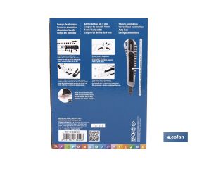 EXPOSITOR DE CÚTER DE ALUMINIO 9 MM 12 UDS.