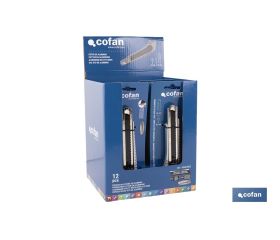 EXPOSITOR DE CÚTER DE ALUMINIO 18 MM 12 UDS.
