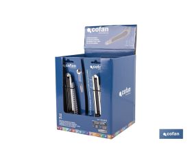 EXPOSITOR DE CÚTER DE ALUMINIO 18 MM 12 UDS.