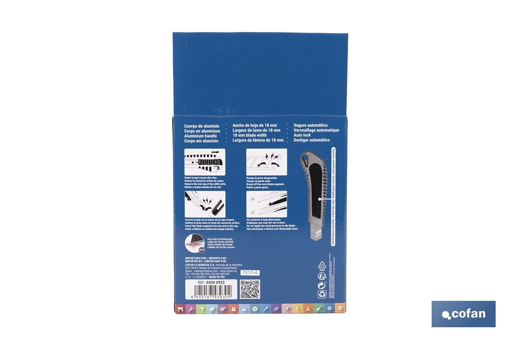 EXPOSITOR DE CÚTER DE ALUMINIO 18 MM 12 UDS.