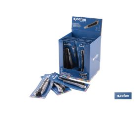 EXPOSITOR DE CÚTER DE ALUMINIO 18 MM 12 UDS.