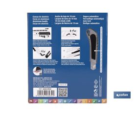 EXPOSITOR DE CÚTER DE ALUMINIO 18 MM 12 UDS.