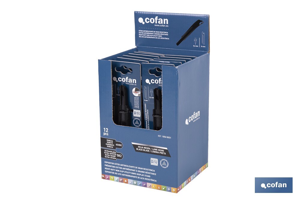 EXPOSITOR DE CÚTER ANTIDESLIZANTE HEAVY DUTY 9 MM 12 UDS.