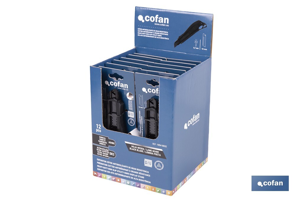 EXPOSITOR DE CÚTER ANTIDESLIZANTE HEAVY DUTY 18 MM 12 UDS.