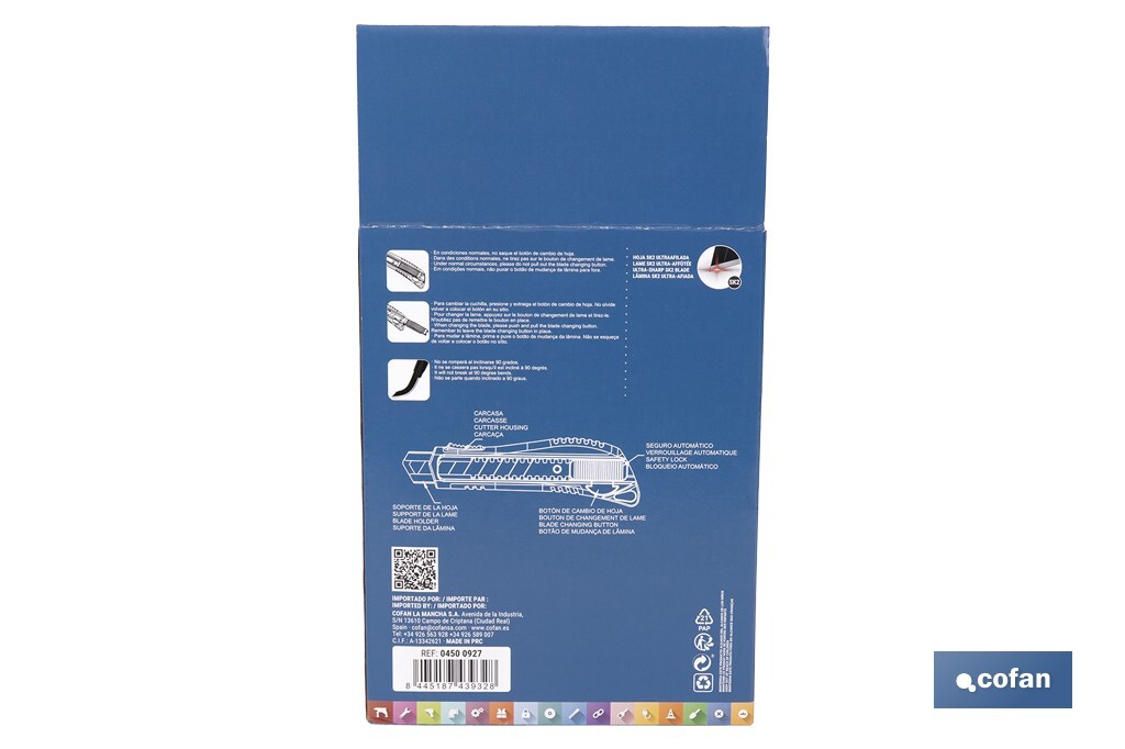 EXPOSITOR DE CÚTER ANTIDESLIZANTE HEAVY DUTY 18 MM 12 UDS.