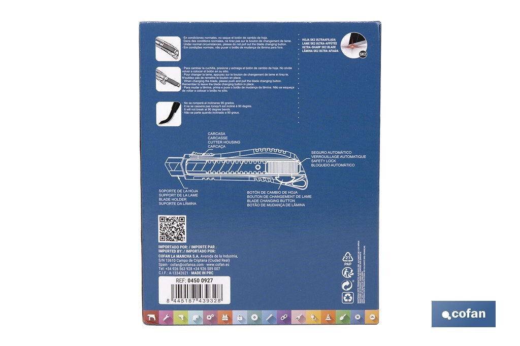 EXPOSITOR DE CÚTER ANTIDESLIZANTE HEAVY DUTY 18 MM 12 UDS.