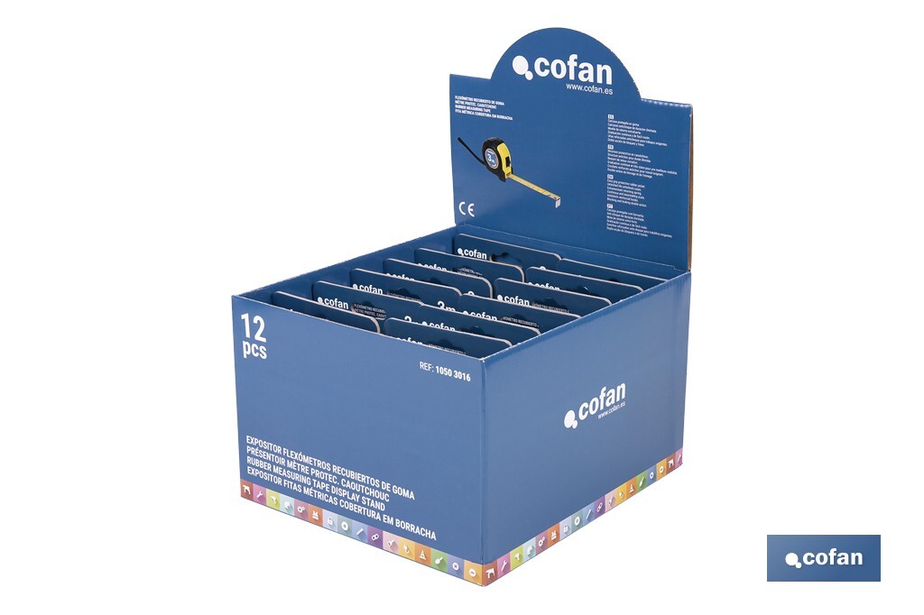 EXPOSITOR DE FLEXÓMETROS CON PROTECCIÓN DE GOMA 16 MM X 3 M 12 UDS.
