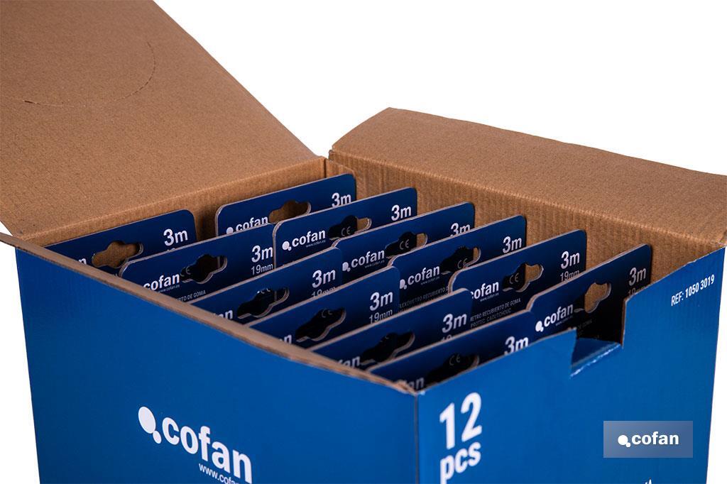 EXPOSITOR DE FLEXÓMETROS CON PROTECCIÓN DE GOMA 19 MM X 3 M 12 UDS.