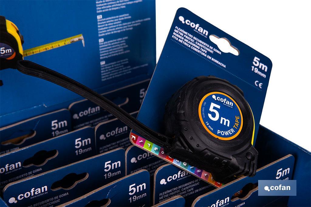 EXPOSITOR DE FLEXÓMETROS CON PROTECCIÓN DE GOMA 19 MM X 5 M 12 UDS.