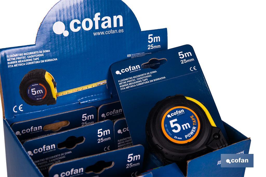 EXPOSITOR DE FLEXÓMETROS CON PROTECCIÓN DE GOMA 25 MM X 5 M 6 UDS.