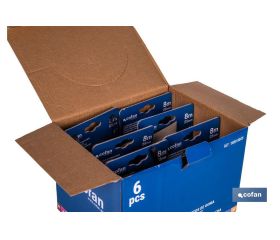 EXPOSITOR DE FLEXÓMETROS CON PROTECCIÓN DE GOMA 25 MM X 8 M 6 UDS.