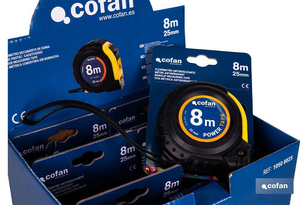 EXPOSITOR DE FLEXÓMETROS CON PROTECCIÓN DE GOMA 25 MM X 8 M 6 UDS.