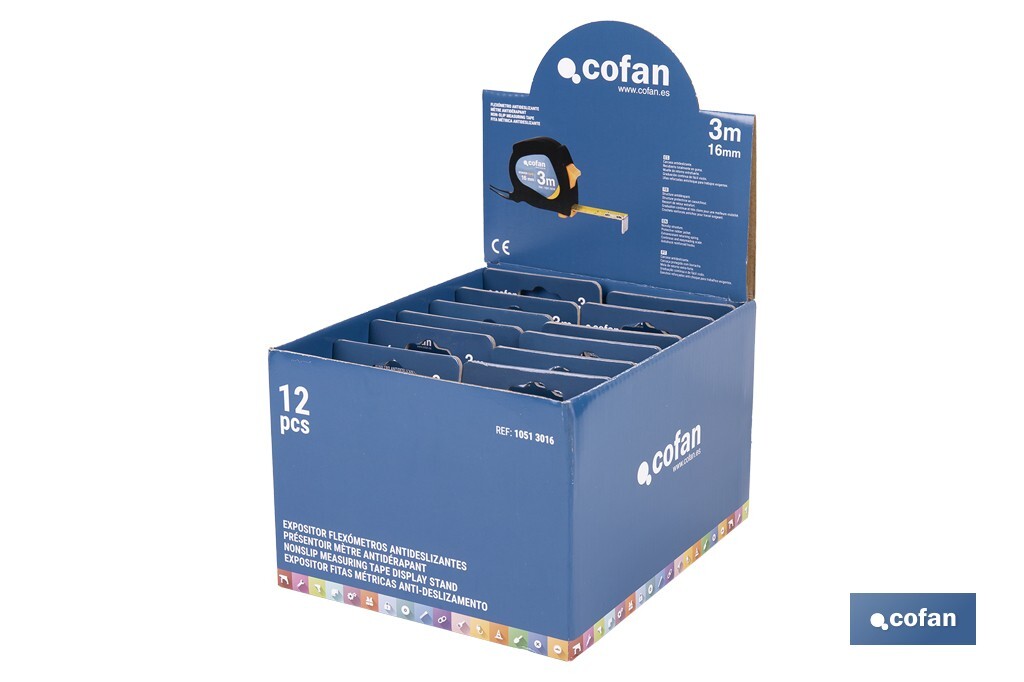 EXPOSITOR DE FLEXÓMETROS ANTIDESLIZANTES 16 MM X 3 M 12 UDS.