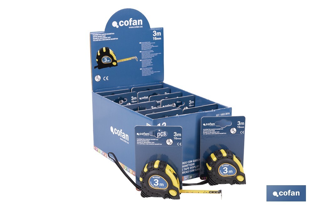 EXPOSITOR DE FLEXÓMETROS MAGNÉTICOS 16 MM X 3 M 12 UDS.