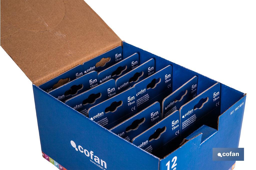 EXPOSITOR FLEXÓMETRO ESTÁNDAR 19 MM X 5 M 12 UDS.