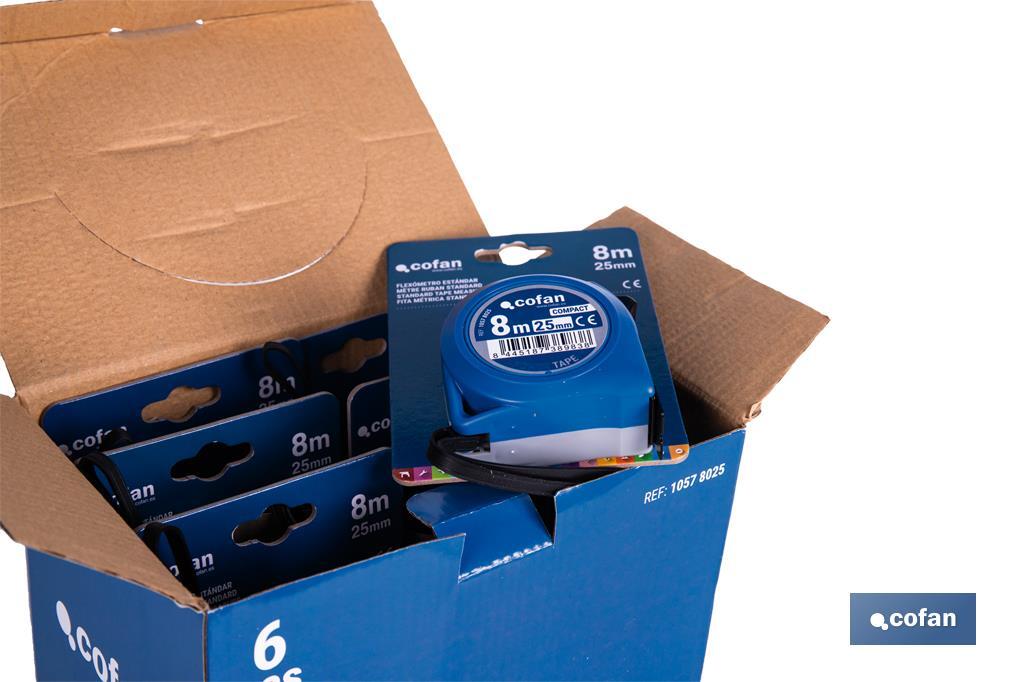 EXPOSITOR FLEXÓMETRO ESTÁNDAR 25 MM X 8 M 6 UDS.