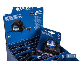 EXPOSITOR FLEXÓMETRO HOJA NEGRA DOBLE CARA 16 MM X 3 M 12 UDS.