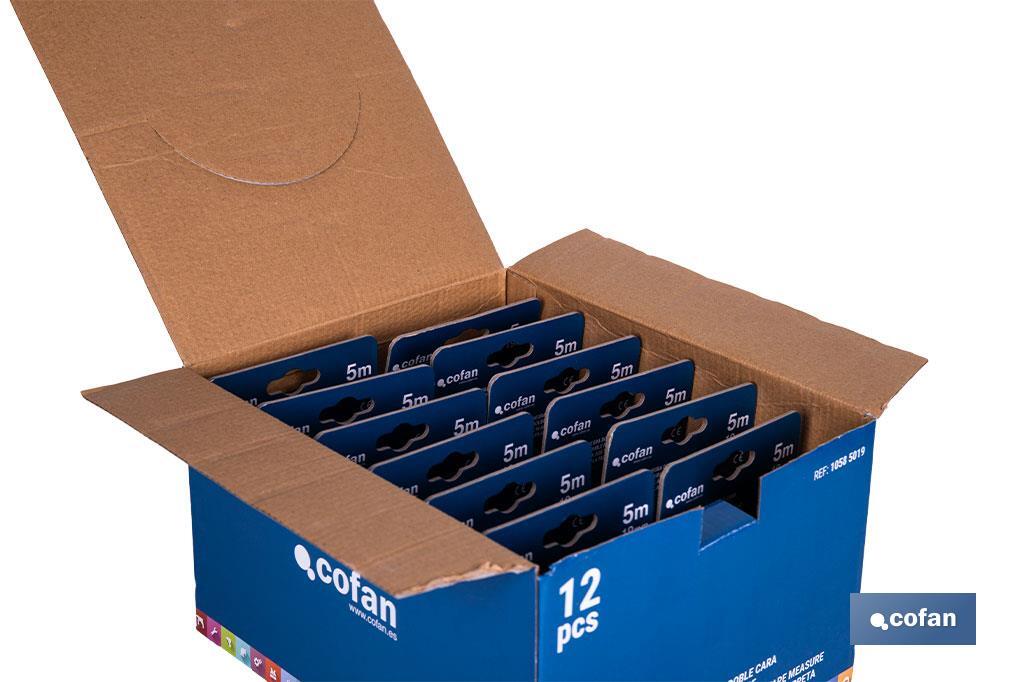 EXPOSITOR FLEXÓMETRO HOJA NEGRA DOBLE CARA 19 MM X 5 M 12 UDS.